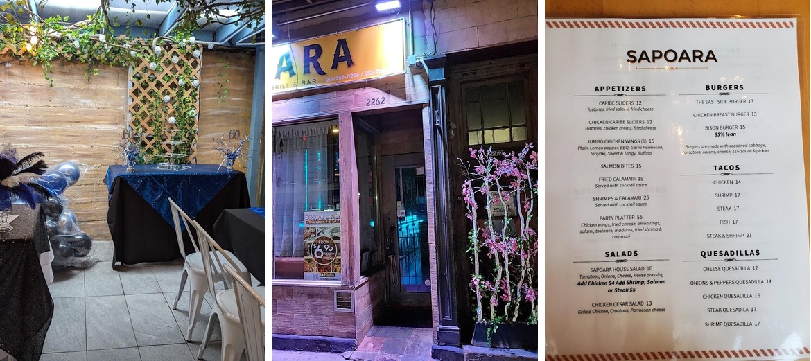 SAPOARA Restaurant & Bar Menu